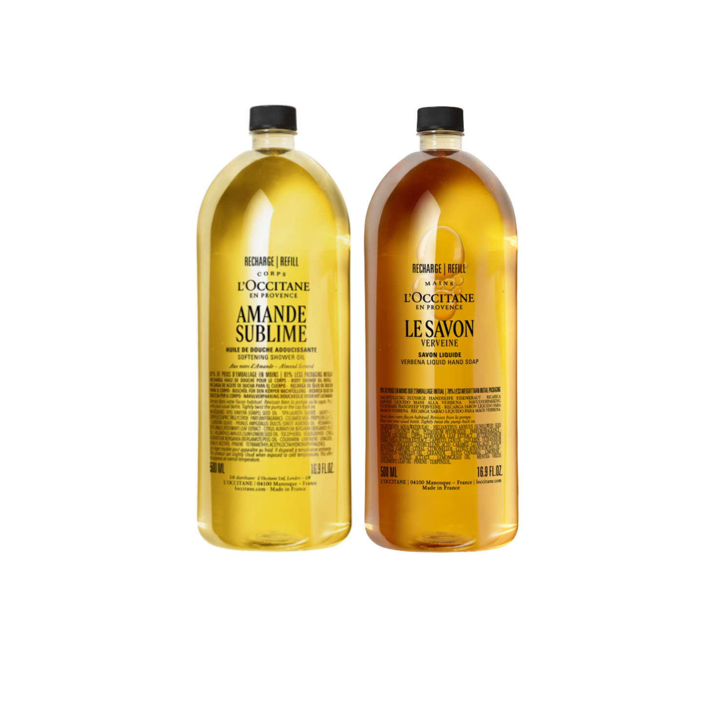 Dúo Eco-Recargas Jabón Karité Verbena + Aceite de ducha 500ml